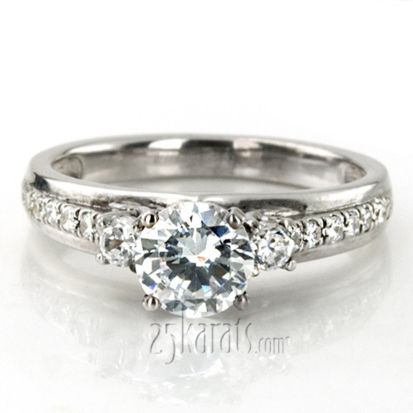 14K white gold Trellis Setting Three Stone Engagement Ring With Accent Diamonds (1/3 ct. tw.) - alternate view 5