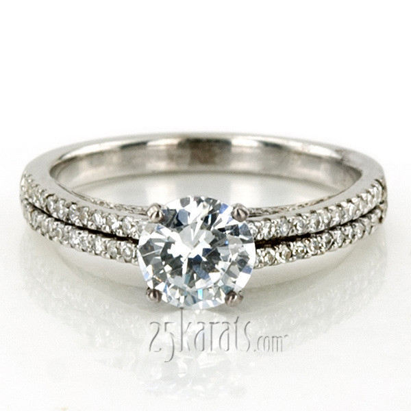 18K white gold Split Shank With Scroll Work Diamond Engagement Ring (1/3 ct. tw.) - alternate view 5