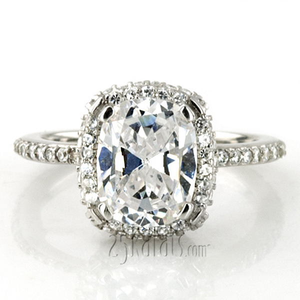 14K white gold Brilliant Halo Diamond Engagement Ring (3/4 ct. tw.) - alternate view 3