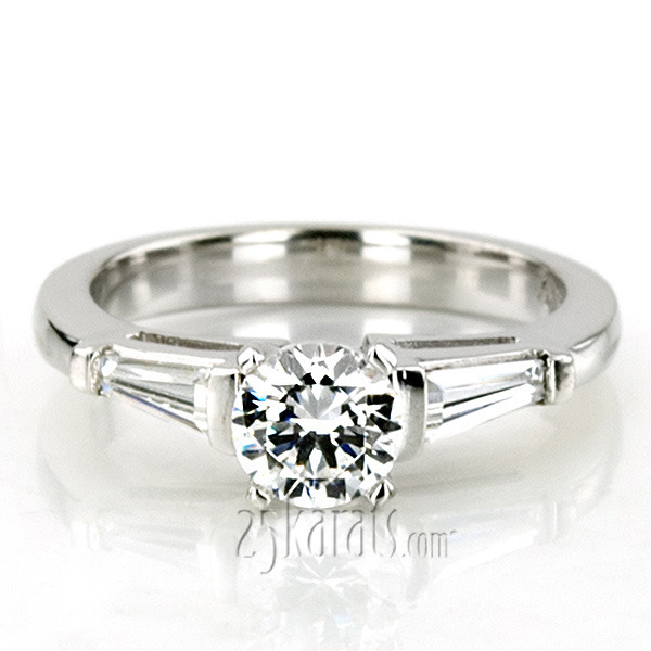 14K white gold Baguette Cut Bar Set Diamond Bridal Ring (0.44 ct. tw.) - alternate view 27