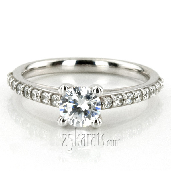 14K white gold Contemporary Shared Prong Engagement Ring - alternate view 5