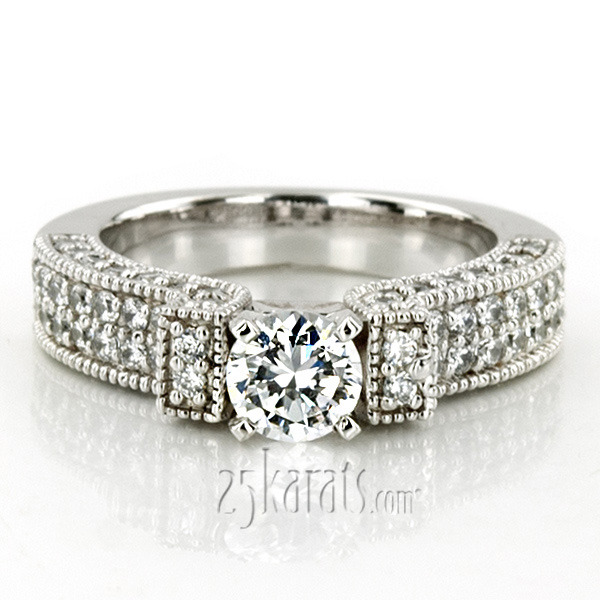 14K white gold Bead Set Diamond Engagement Ring (1.02 ct. tw.) - alternate view 6