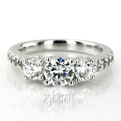 Trellis Setting Three Stone Diamond Engagement Ring (0.70ct. tw. ) thumbnail 6