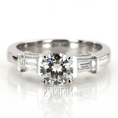 Baguette Cut Bar Set Diamond Bridal Ring (0.34 ct. tw.) thumbnail 6