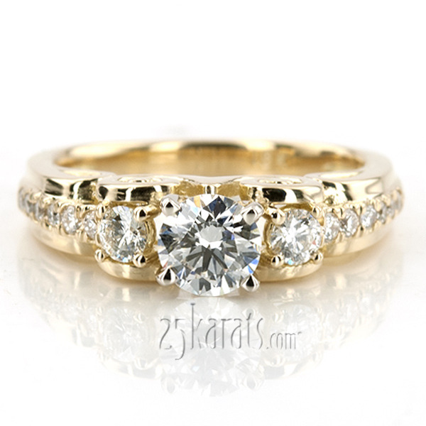 14K white gold Micro Pave Scroll Diamond Engagement Ring (1/3 ct. tw.) - alternate view 5
