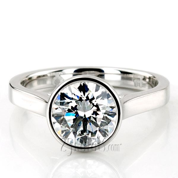 14K white gold Bezel Set Modern Solitaire Engagement Ring - alternate view 2