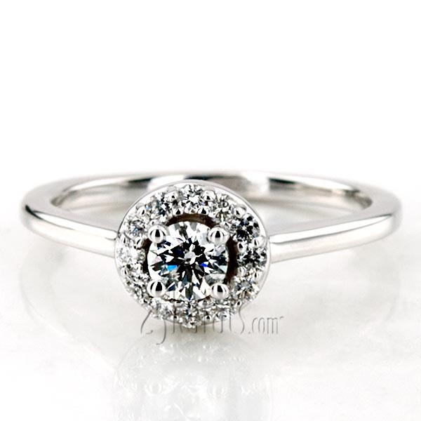 14K white gold Halo Style Bead Set Diamond Engagement Ring 1 - alternate view 3