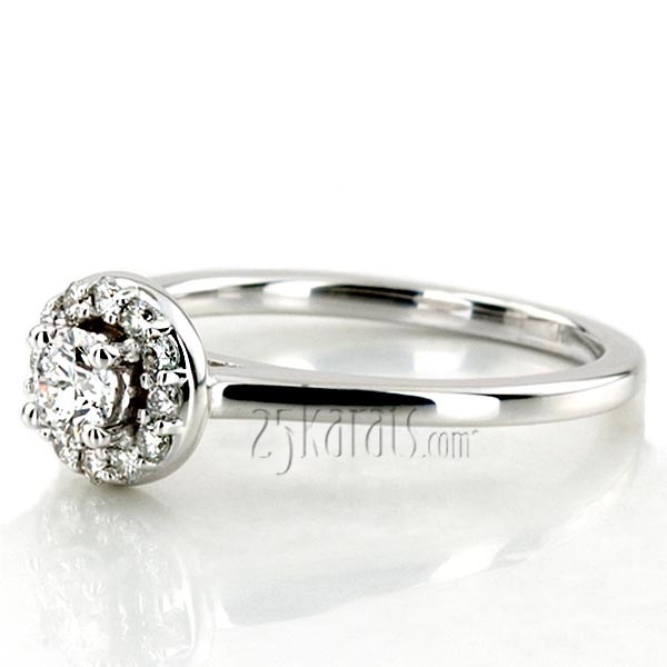 14K white gold Halo Style Bead Set Diamond Engagement Ring 1 - alternate view 4
