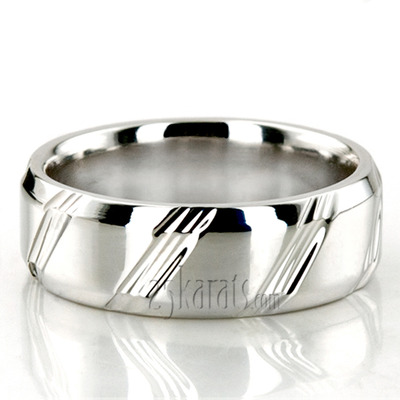 Beveled Edge Satin Basic Carved Wedding Ring  - view 2 thumbnail