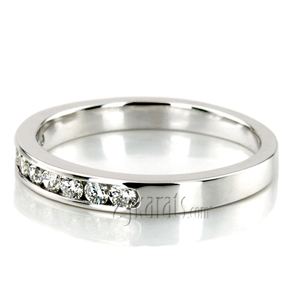 14K white gold 9 Stone Channel Set Brilliant Round Diamond Anniversary Ring (1/4 ct. tw.) - alternate view 5