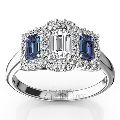 Illusion Of Time Blue Sapphire & Diamond Engagement Ring (1/2 ct. t.w. Diamonds)