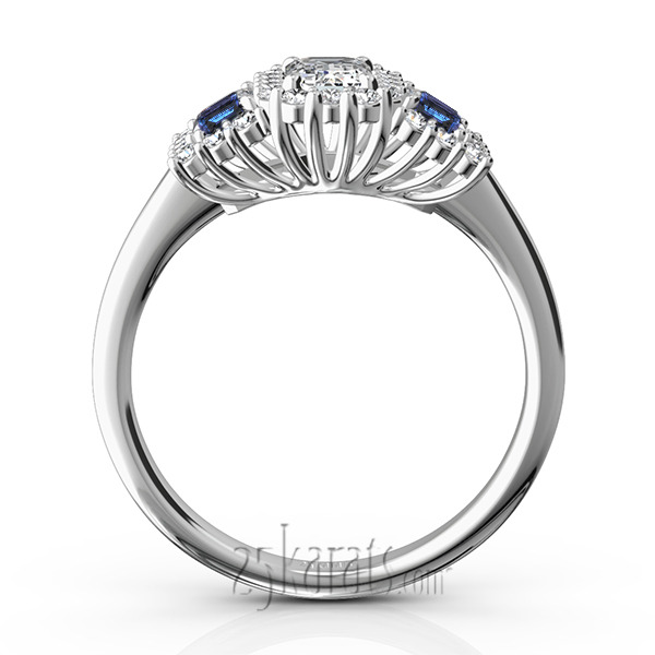 14K white gold Illusion Of Time Blue Sapphire & Diamond Engagement Ring (1/2 ct. tw. Diamonds) - alternate view 3