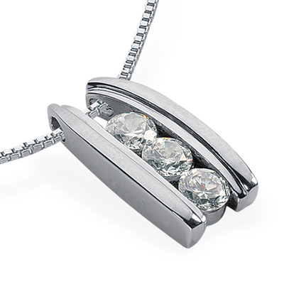 Three Stone Diamond Pendant (1.00ct) - view 1