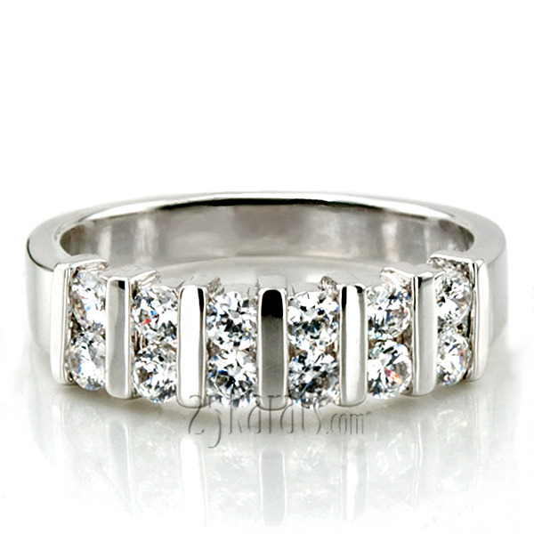 14K white gold Double Row Bar Set Women Diamond Ring (5/8 ct. tw.) - main view