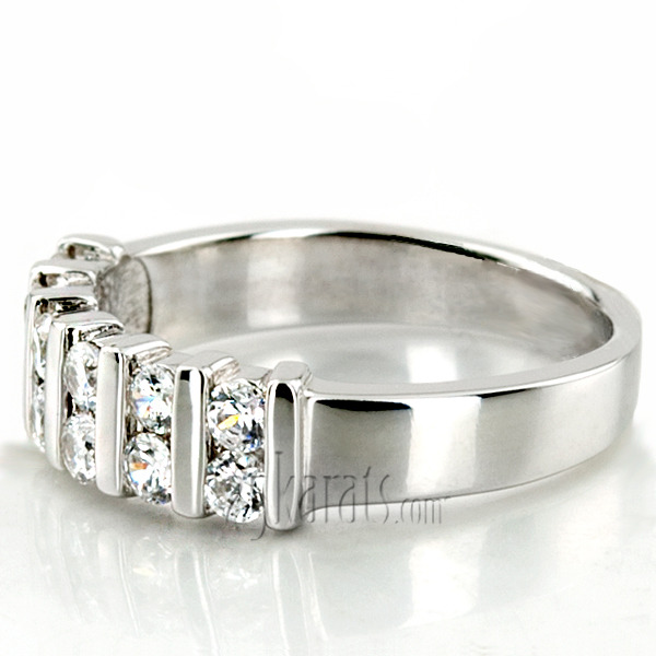 14K white gold Double Row Bar Set Women Diamond Ring (5/8 ct. tw.) - alternate view 2