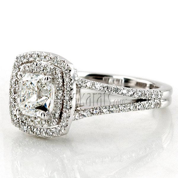14K white gold Double Halo Micro Pave Set Diamond Engagement Ring (5/8 ct. tw.) - alternate view 11