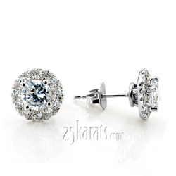 Pave Set Diamond Halo Earrings(0.51ct. tw.)