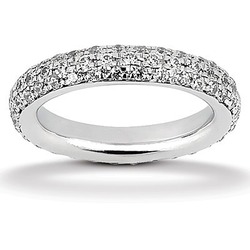 Micro Pave Set Classic Three Row Diamond Eternity Wedding Band (1.01 ct. t.w.) thumbnail 2