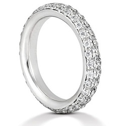 Micro Pave Set Classic Three Row Diamond Eternity Wedding Band (1.01 ct. t.w.) thumbnail 3