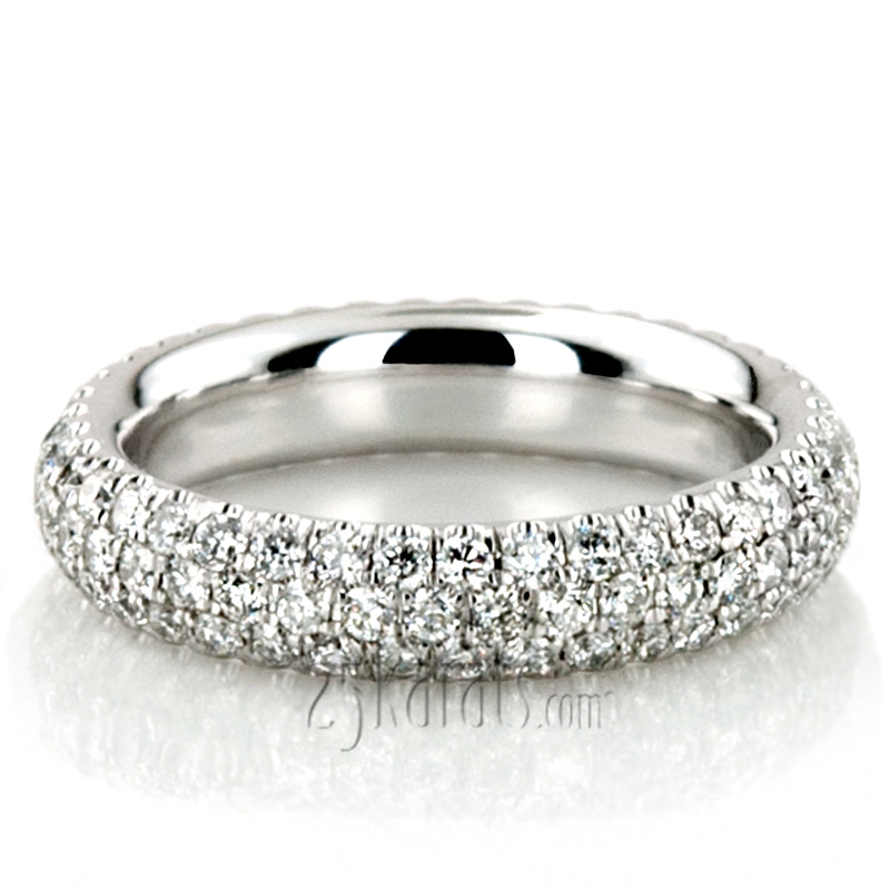 Micro Pave Set Three Row Diamond Eternity Wedding Band (0.90 ct. t.w.)