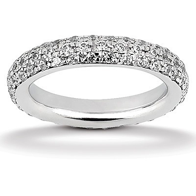 14K white gold Micro Pave Set Three Row Diamond Eternity Wedding Band (0.90 ct. tw.) - alternate view 2