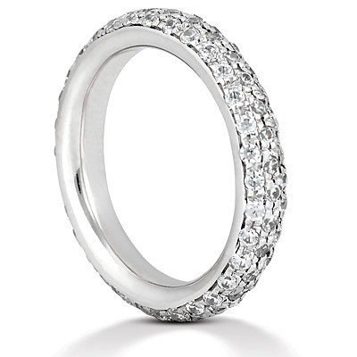 14K white gold Micro Pave Set Classic Three Row Diamond Eternity Wedding Band (1.05 ct. tw.) - alternate view 3