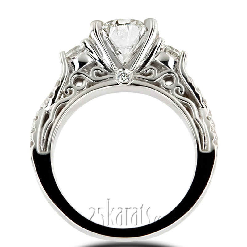 14K white gold Twist Shank Three Stone Diamond Engagement Ring (1.00 ct. tw.) - alternate view 13