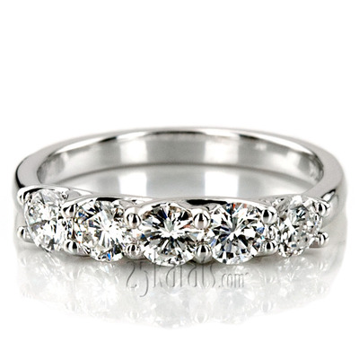 Low Set Trellis Setting 5-Stone Round Shank Anniversary Ring (1 ct. tw.) thumbnail 7