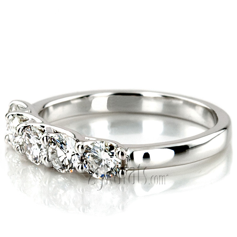14K white gold Low Set Trellis Five Stone Round Diamond Anniversary Ring (1 ct. tw.) - alternate view 8