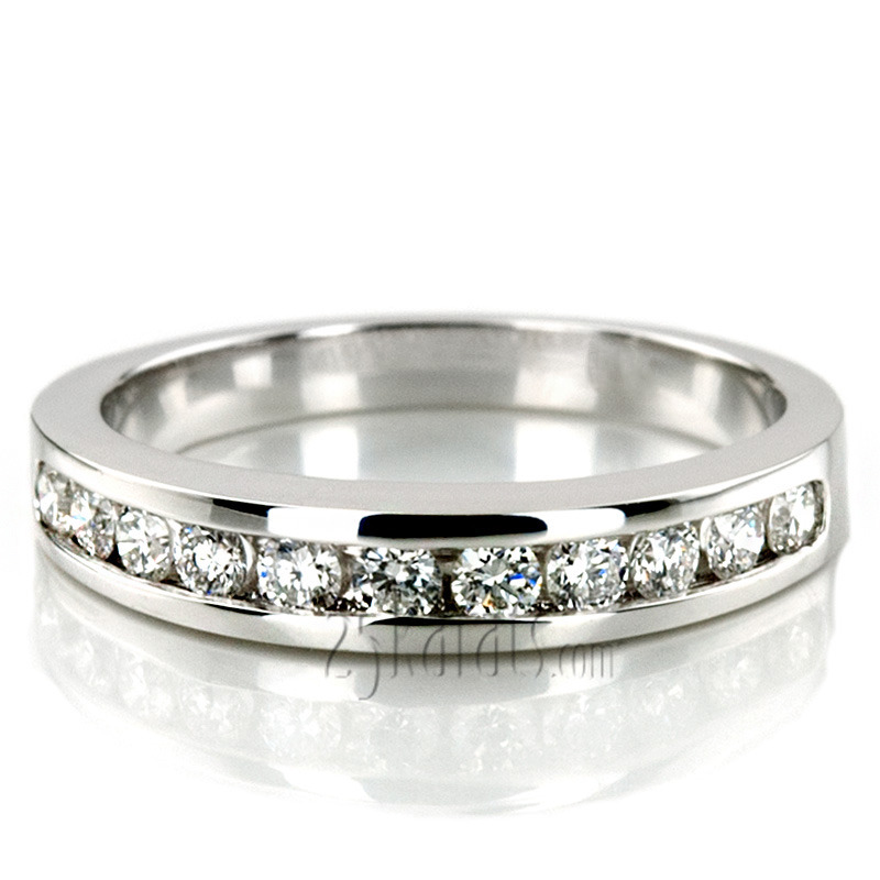 14K white gold Classic Round Cut Channel Set Diamond Wedding Band (0.55ct. tw.) - alternate view 5