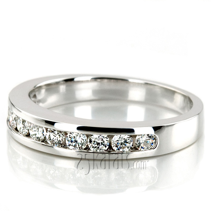 14K white gold Classic Round Cut Channel Set Diamond Wedding Band (0.55ct. tw.) - alternate view 6