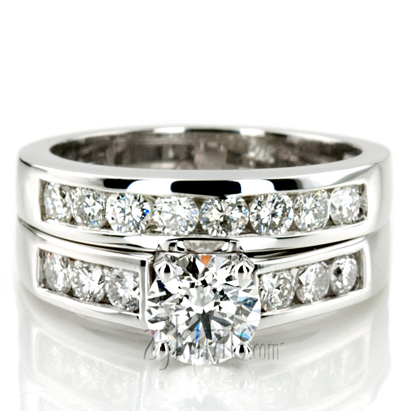 14K white gold Classic Channel Set 0.30 ct. Diamond Bridal Ring - alternate view 3
