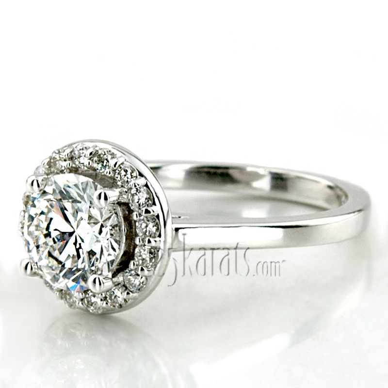 14K white gold Halo Style Bead Set Diamond Engagement Ring 2 - alternate view 4