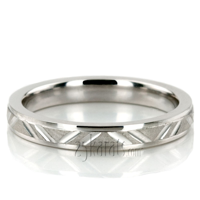 Modern Style Incised Wedding Ring 