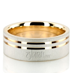 Modern Parallel Cut Two-Tone Wedding Ring 