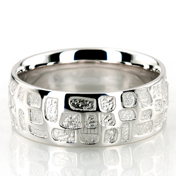 10K white gold 8mm. high polish Milled-Custom-Wedding-Ring - main view