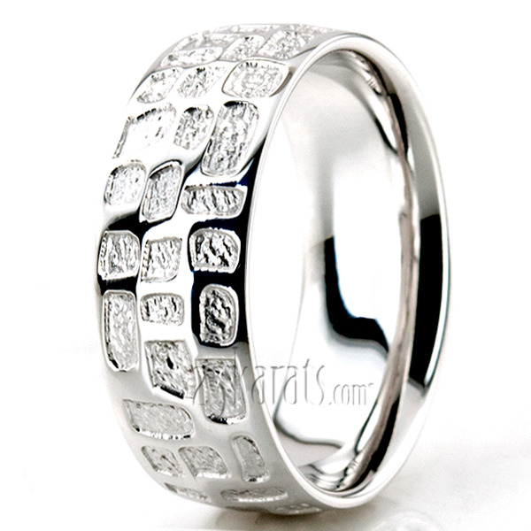 10K white gold 8mm. high polish Milled-Custom-Wedding-Ring - alternate view 3