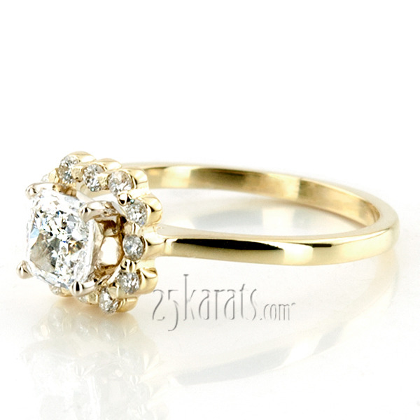 14K white gold Shared Single Prong Halo for Square Center Diamond Engagement Ring (0.24 ct. tw.) - alternate view 8