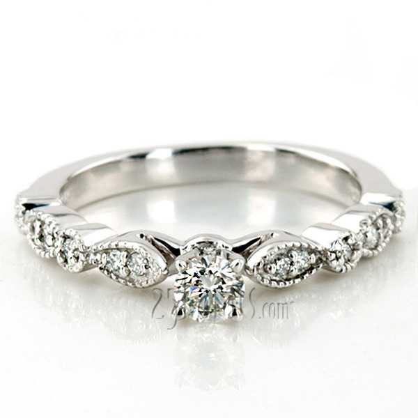 18K white gold Vintage Design Petite Diamond Engagement Ring (0.12 t.c.w.) - alternate view 29