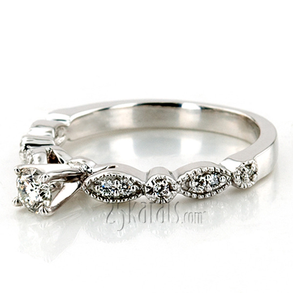 18K white gold Vintage Design Petite Diamond Engagement Ring (0.12 t.c.w.) - alternate view 30