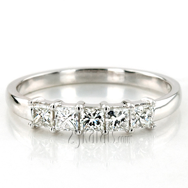 14K white gold Traditional 5 Stone Women Anniversary Band (3/4 ct. tw.) - alternate view 7