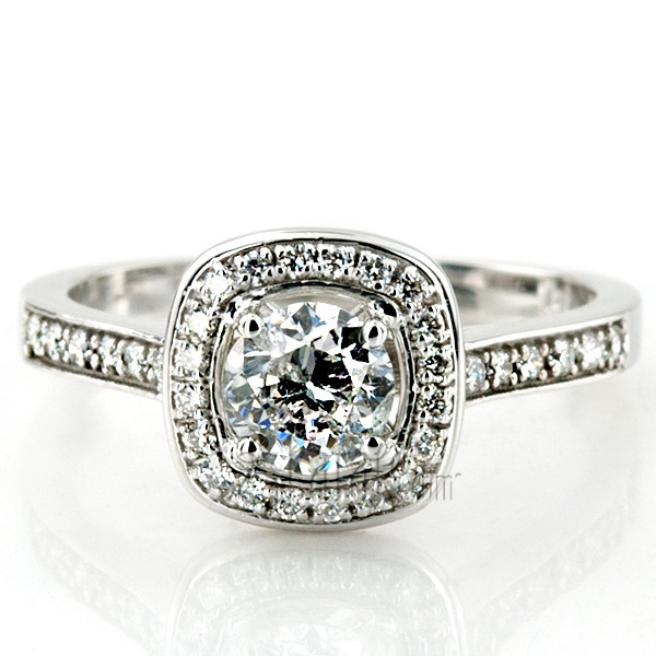 14K white gold Joyful Halo Pave Set Diamond Engagement Ring (1/2 ct. tw.) - alternate view 10