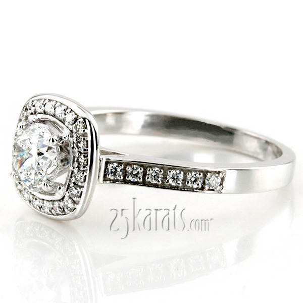 14K white gold Joyful Halo Pave Set Diamond Engagement Ring (1/2 ct. tw.) - alternate view 11