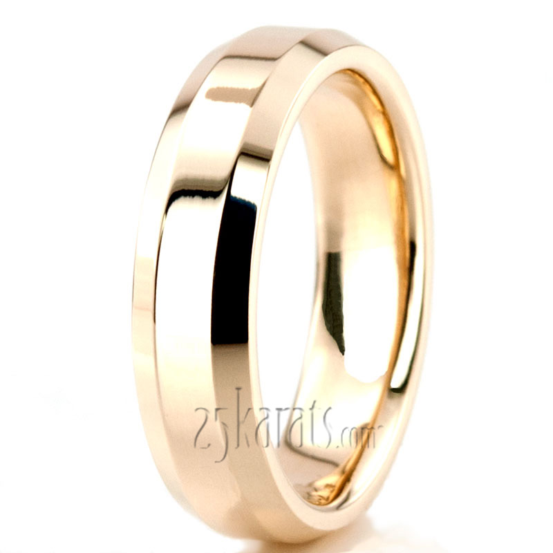Beveled Edge Satin Diamond Cut Wedding Band  - view 3