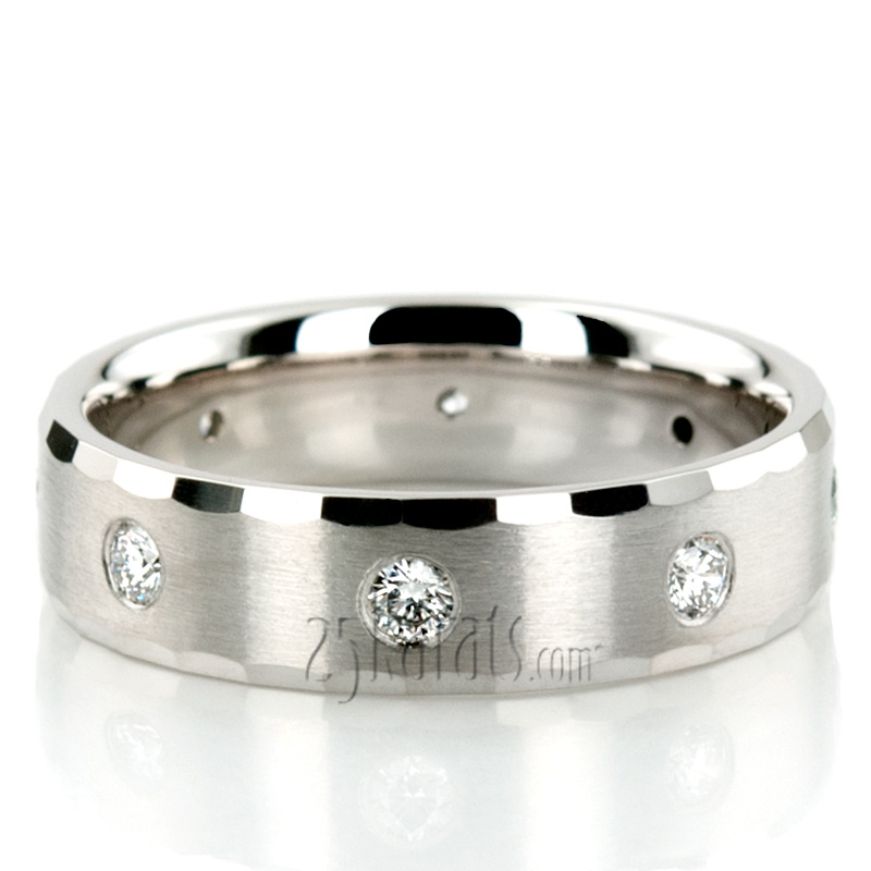 Fine Satin Finish Diamond Wedding Ring 