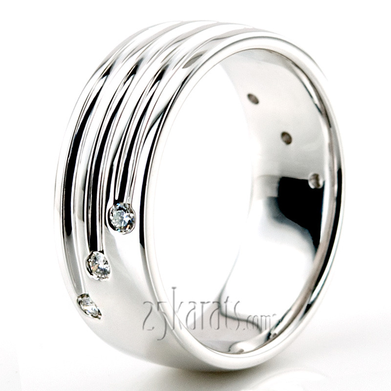 10K white gold 7mm. high polish diamond-classic-round-wedding-band - alternate view 6