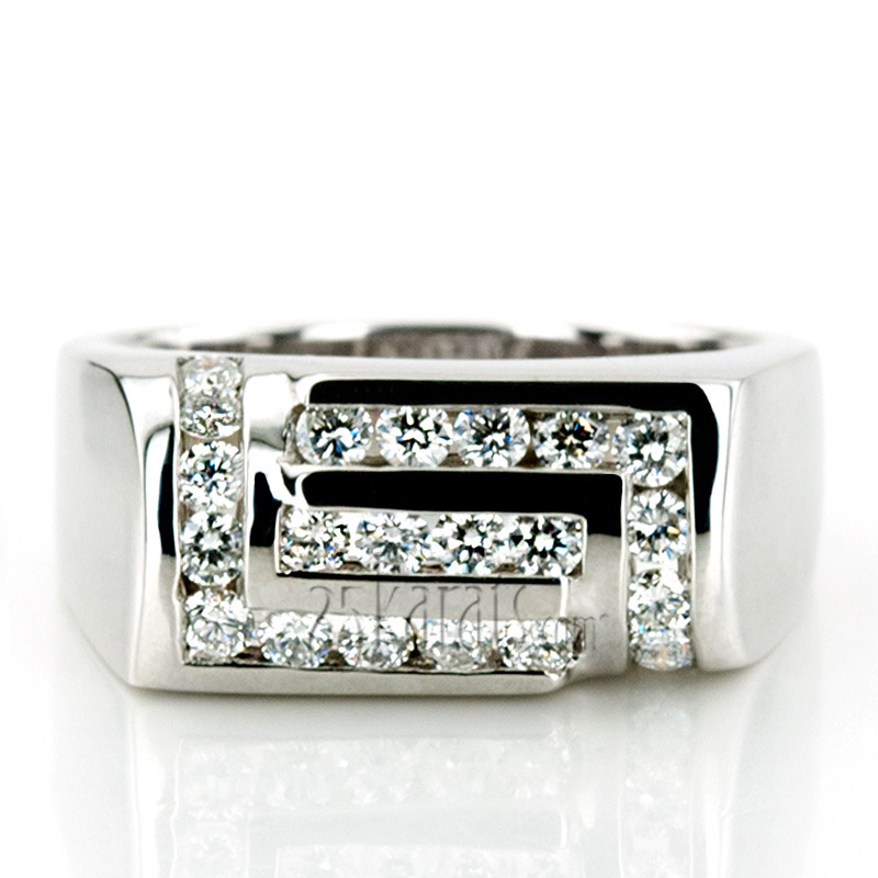 14K white gold 1.00 ct. Round Cut Channel Set Diamond Man Ring - alternate view 3