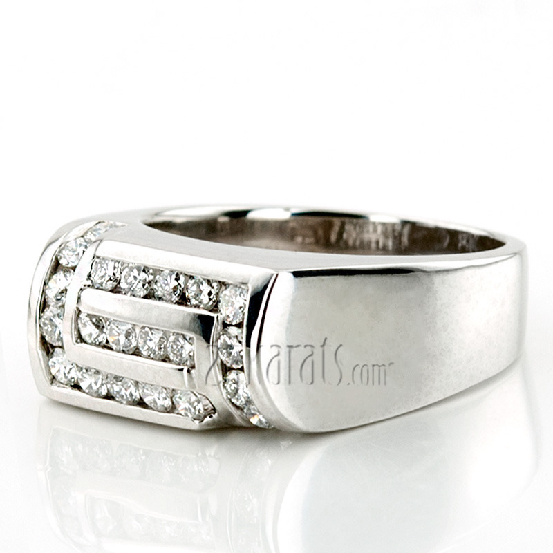 14K white gold 1.00 ct. Round Cut Channel Set Diamond Man Ring - alternate view 4