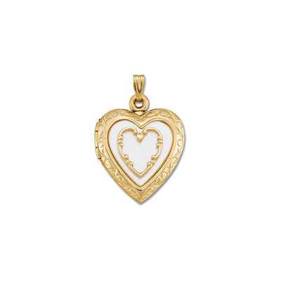Mother Of Pearl Heart Gold Locket