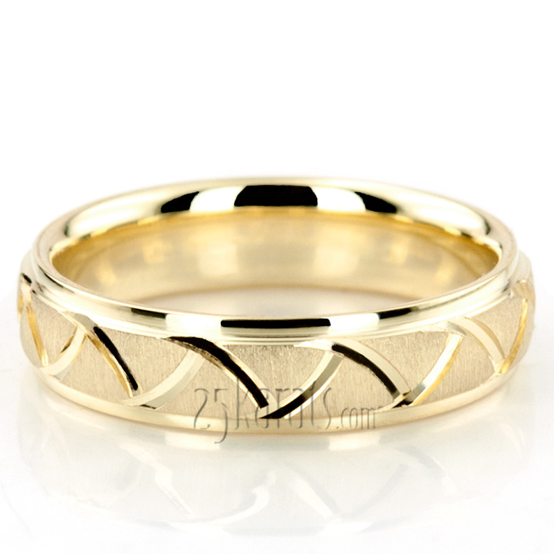 Contemporary Two-Tone Fancy Design Wedding Band 